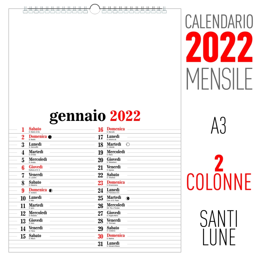 Calendario 2022 con palme 3 mesi 33 x 70 cm multilingue D/GB/F/ES I planner annuale con datario da appendere I tr_045 